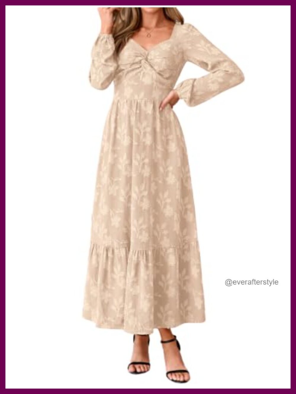 Simplee Womens Long Sleeve Boho Floral Maxi Dress A-Line Wedding Guest Semi - Picture 1 of 6